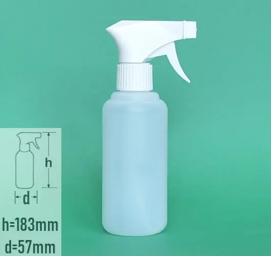 Sticla plastic 250ml culoare natur cu capac trigger-sprayer alb